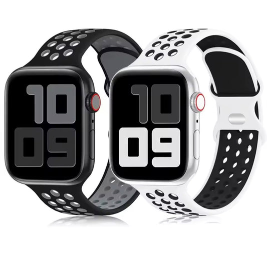 Silicone Sport Strap for OG & Apple Watch – Breathable Two-Tone, Multiple Colors
